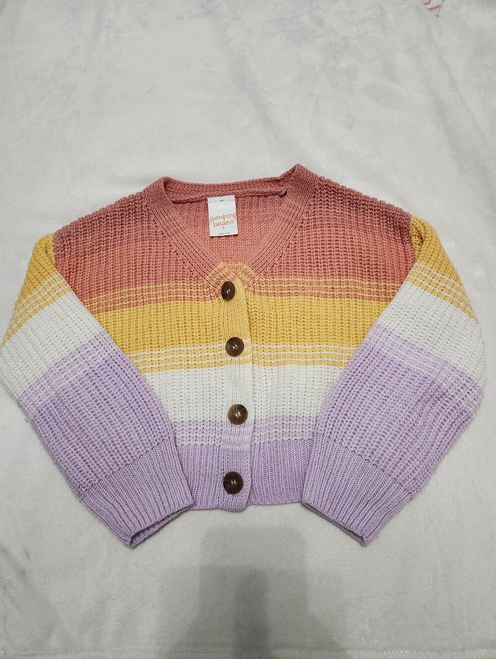 Jumping Beans Striped V-Neck Button Cardigan